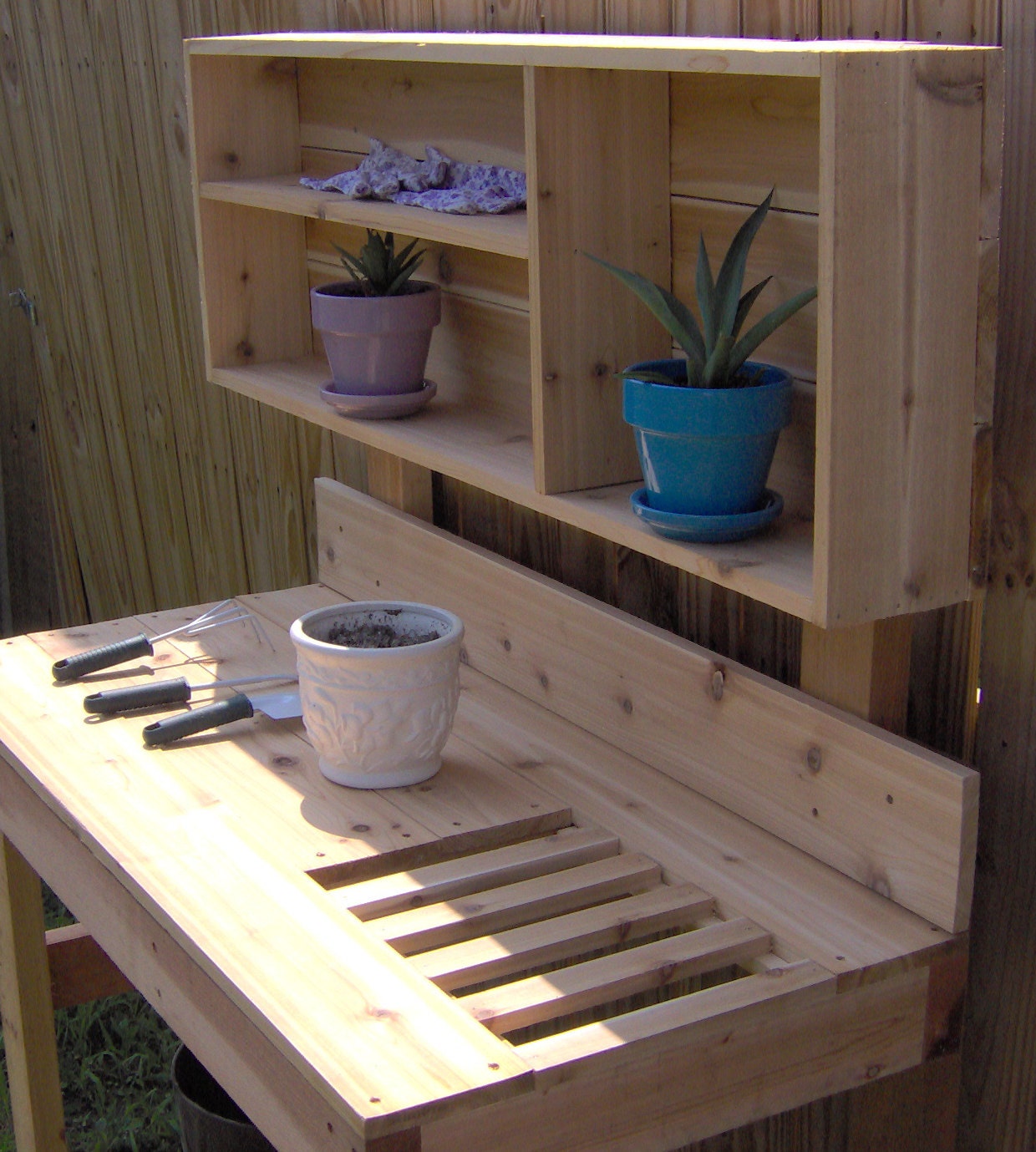 Ultimate Cedar Potting Bench with Under Shelf