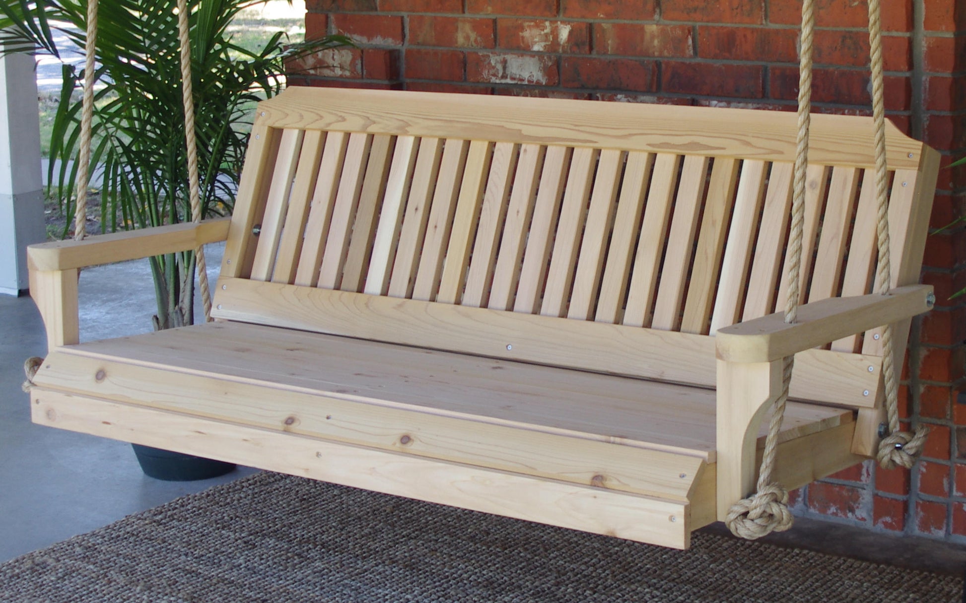 Threeman Products Cedar Traditional Style Porch Swing