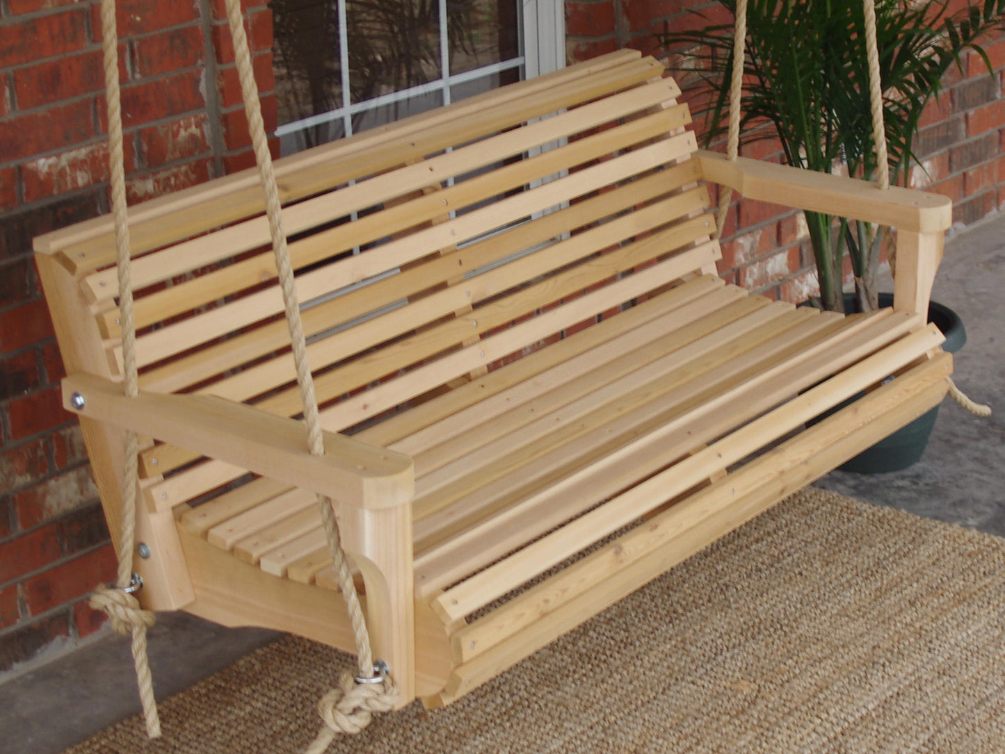 Threeman Products Cedar Contoured Classic Style Porch Swing