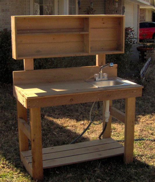 Threeman Products Cedar Ultimate Cedar Potting Bench with Sink